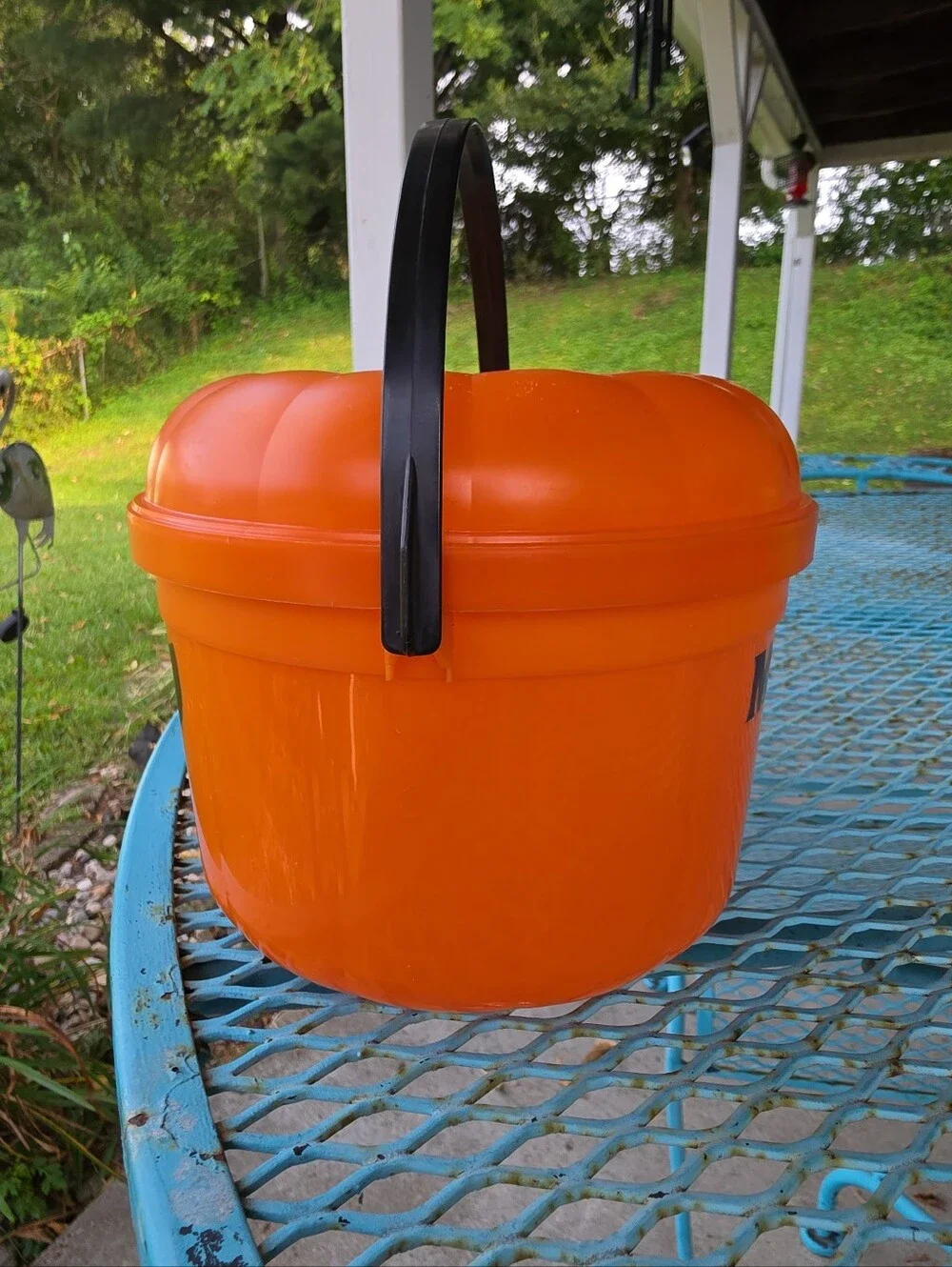 McDonalds 1986 Halloween McGoblin Orange Pumpkin Bucket Pail with Lid & Bail EUC